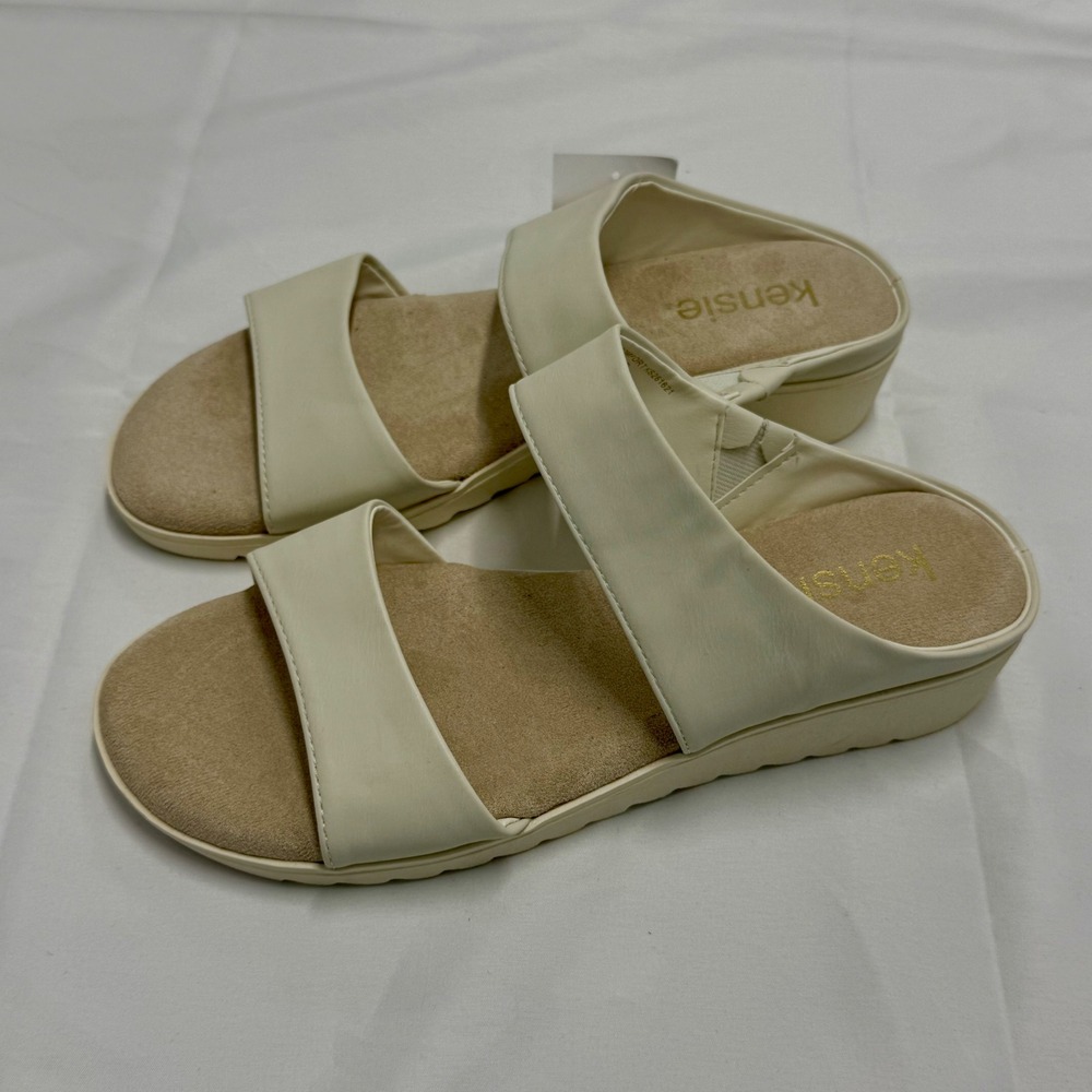 Kensie Endy Comfort Beige Platform Slide Sandals Womens 7M KS261621 Cream New